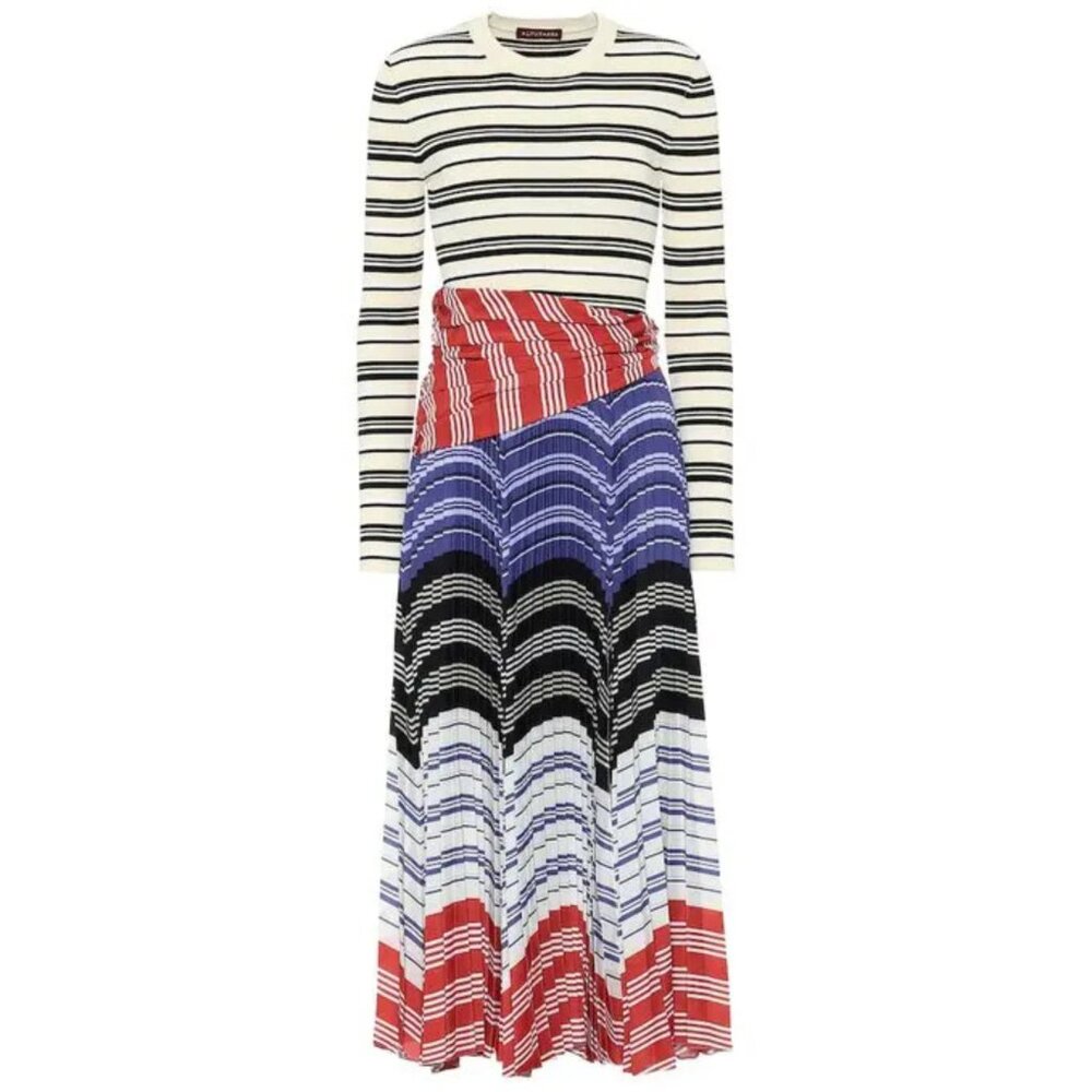 NWT Altuzarra Woodbine Mixed Media Stripe Midi Dress – Size 6 ($2095) - Picture 2 of 5